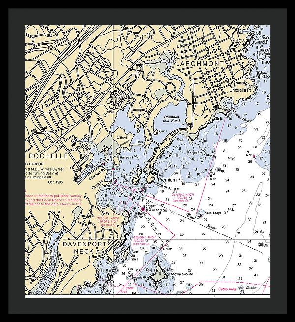 New Rochelle-new York Nautical Chart - Framed Print