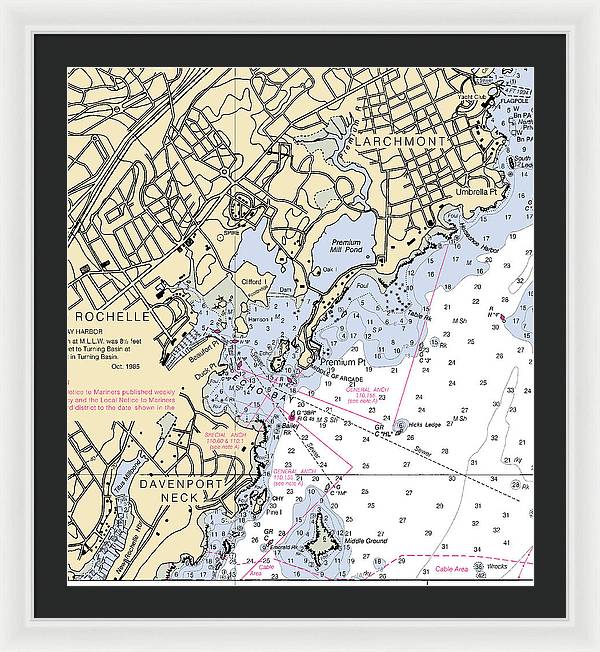 New Rochelle-new York Nautical Chart - Framed Print