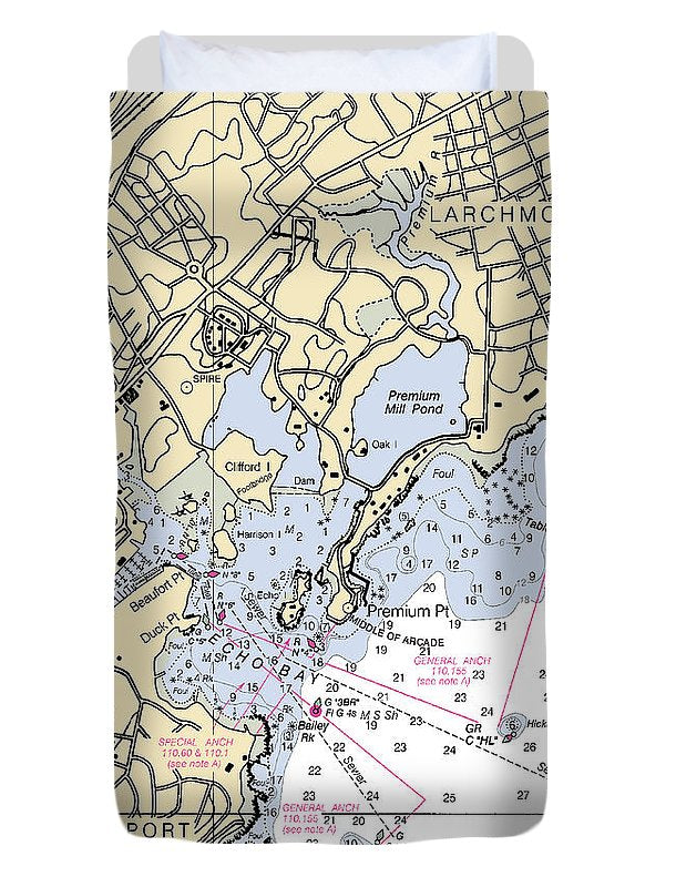 New Rochelle-new York Nautical Chart - Duvet Cover