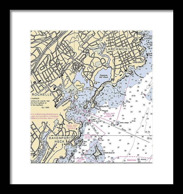 New Rochelle-new York Nautical Chart - Framed Print