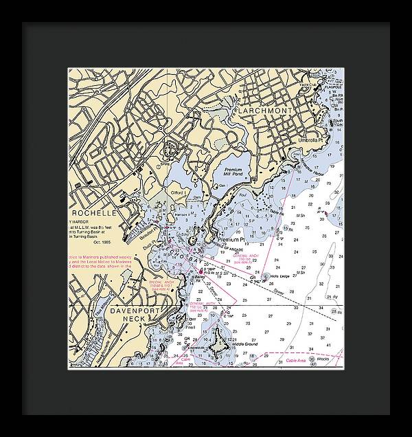 New Rochelle-new York Nautical Chart - Framed Print