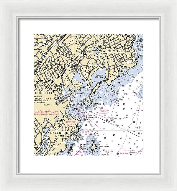 New Rochelle-new York Nautical Chart - Framed Print