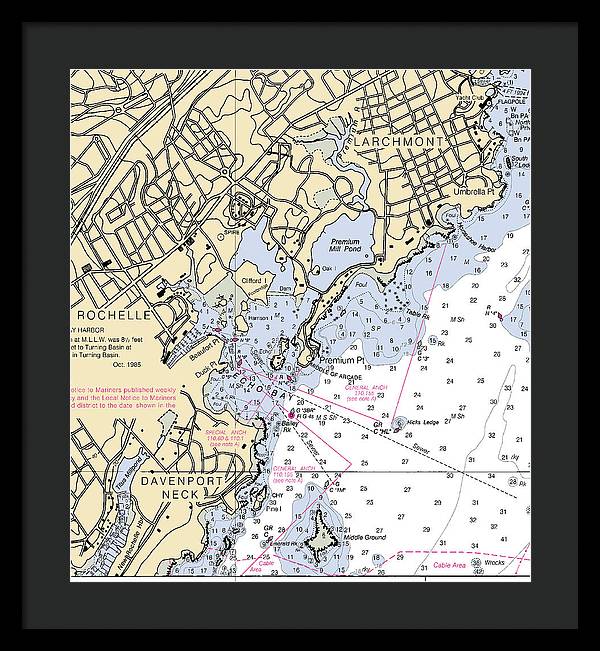 New Rochelle-new York Nautical Chart - Framed Print