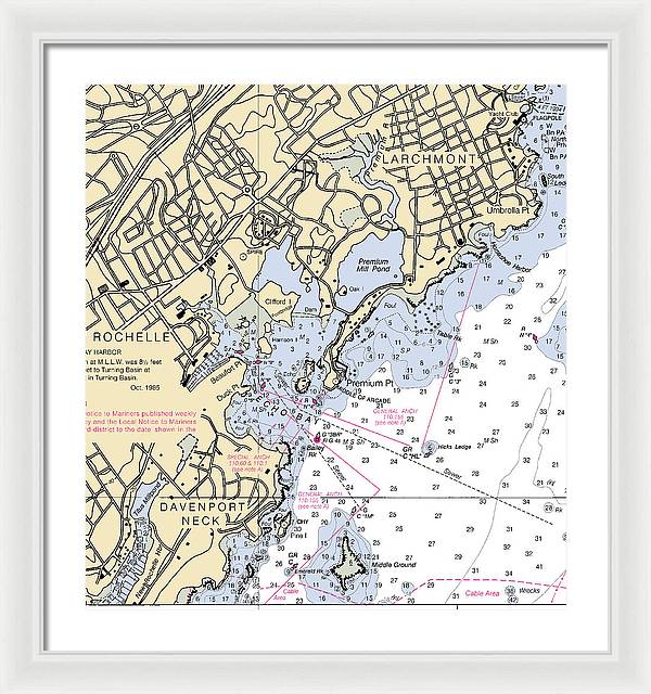 New Rochelle-new York Nautical Chart - Framed Print