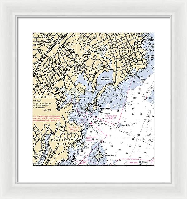 New Rochelle-new York Nautical Chart - Framed Print