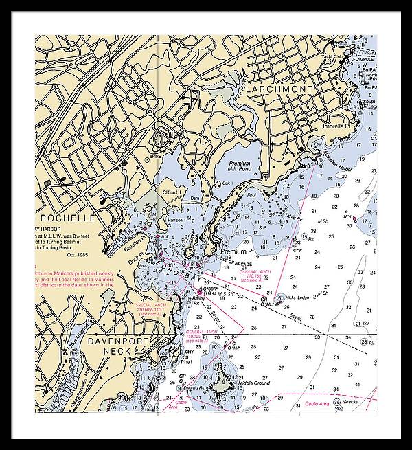 New Rochelle-new York Nautical Chart - Framed Print