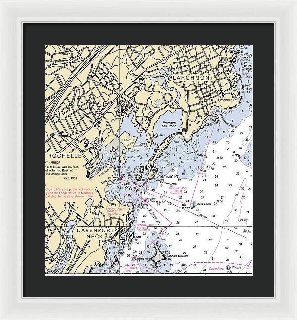 New Rochelle-new York Nautical Chart - Framed Print