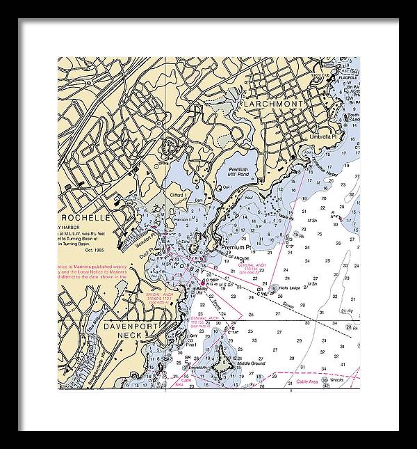 New Rochelle-new York Nautical Chart - Framed Print