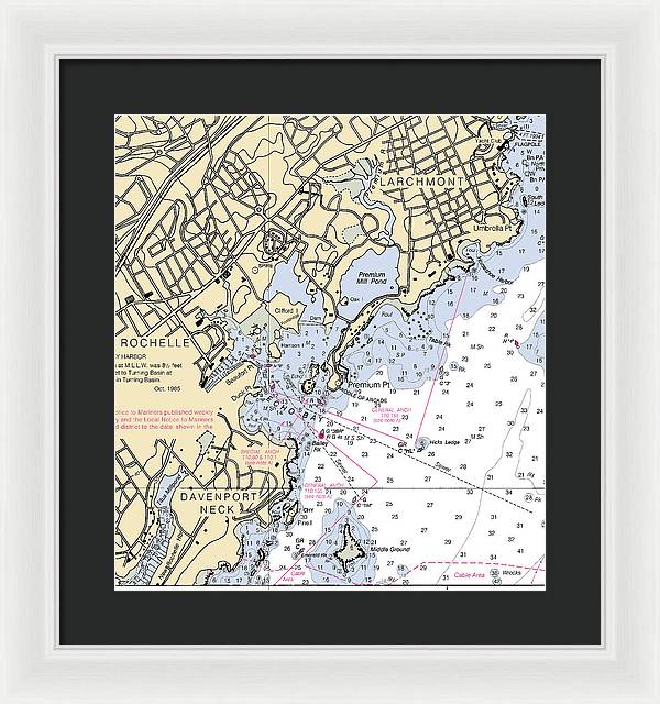 New Rochelle-new York Nautical Chart - Framed Print