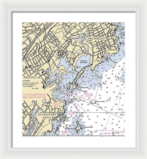 New Rochelle-new York Nautical Chart - Framed Print