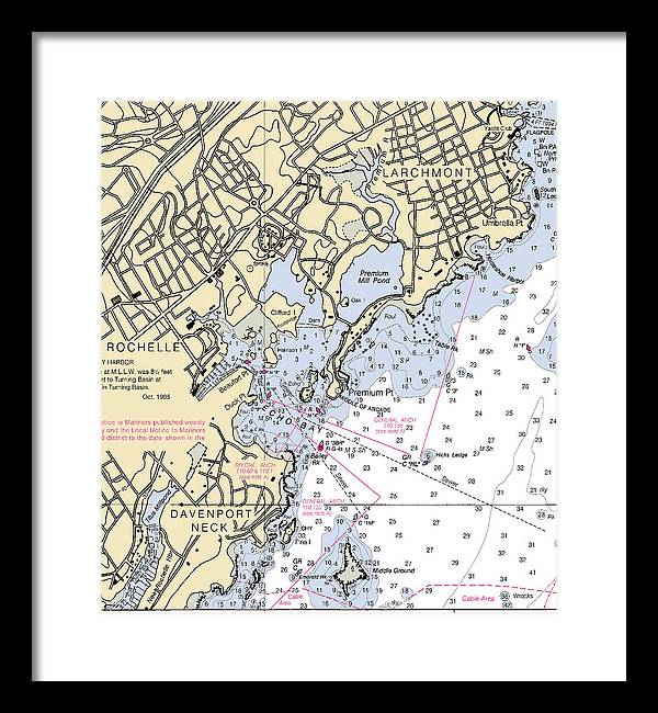 New Rochelle-new York Nautical Chart - Framed Print