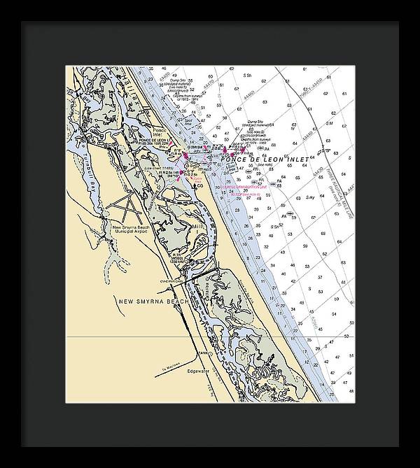 New Smyrna Beach-florida Nautical Chart - Framed Print