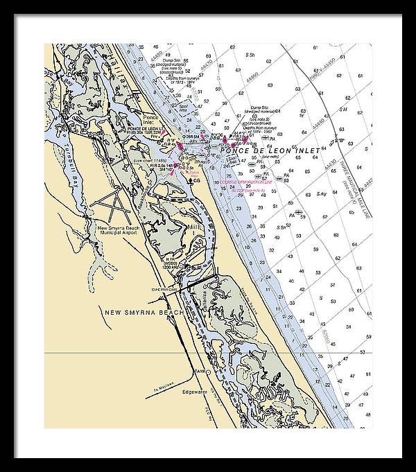 New Smyrna Beach-florida Nautical Chart - Framed Print