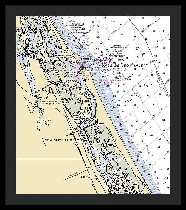 New Smyrna Beach-florida Nautical Chart - Framed Print