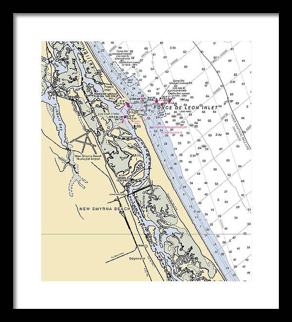 New Smyrna Beach-florida Nautical Chart - Framed Print