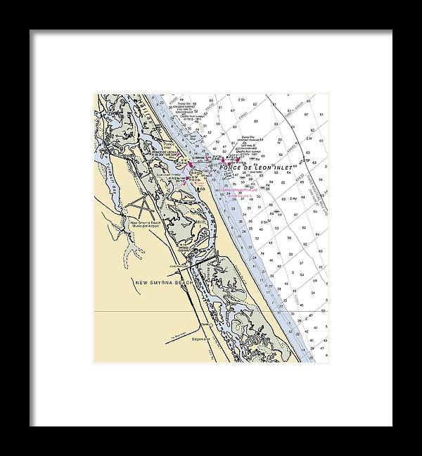 A beuatiful Framed Print of the New Smyrna Beach-Florida Nautical Chart by SeaKoast