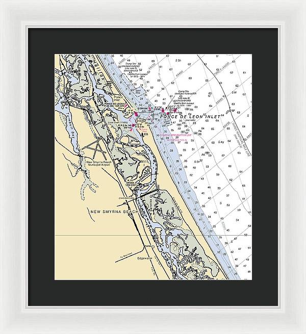 New Smyrna Beach-florida Nautical Chart - Framed Print