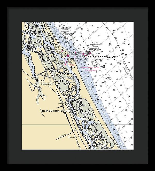 New Smyrna Beach-florida Nautical Chart - Framed Print