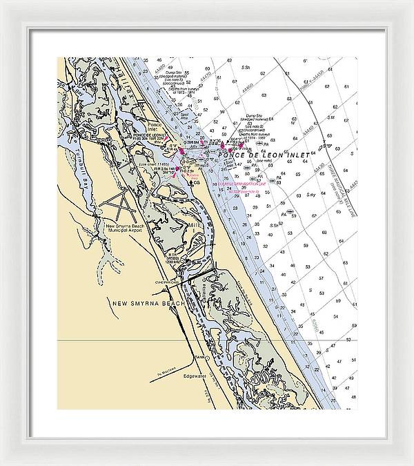 New Smyrna Beach-florida Nautical Chart - Framed Print