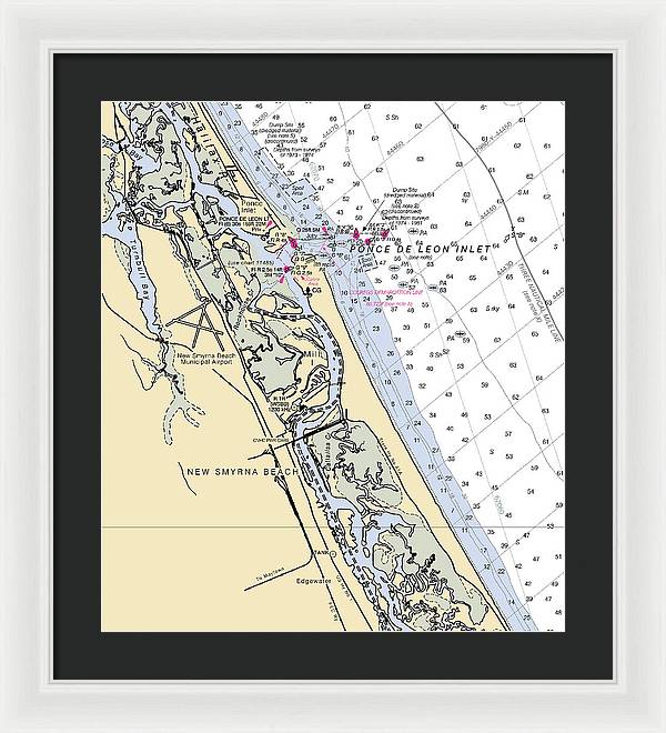 New Smyrna Beach-florida Nautical Chart - Framed Print