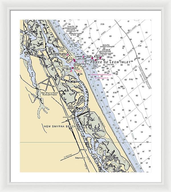 New Smyrna Beach-florida Nautical Chart - Framed Print