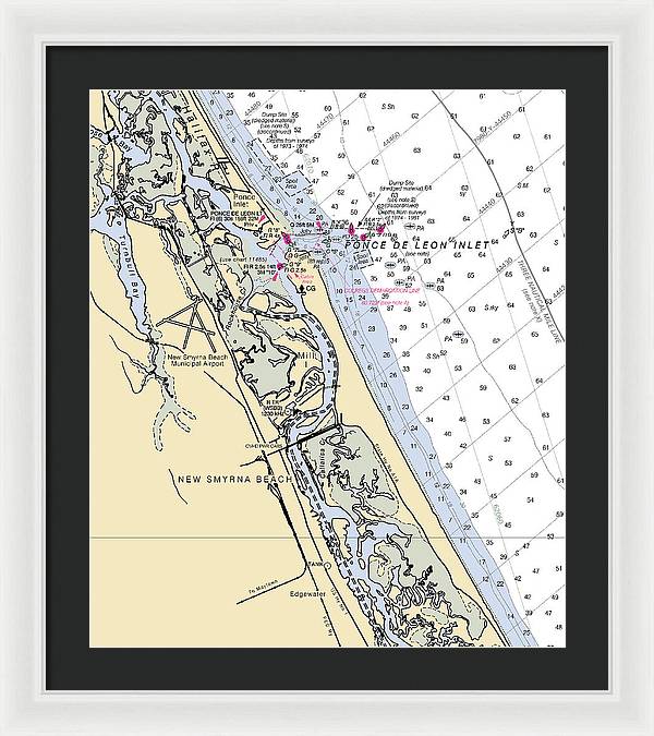 New Smyrna Beach-florida Nautical Chart - Framed Print