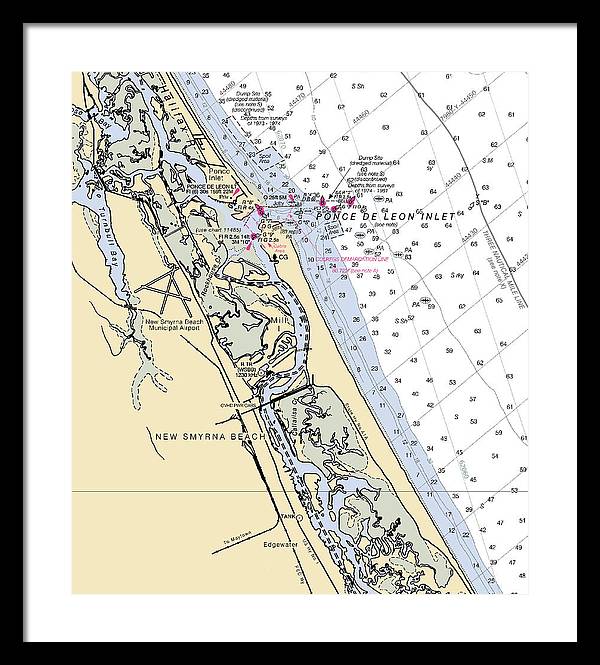 New Smyrna Beach-florida Nautical Chart - Framed Print