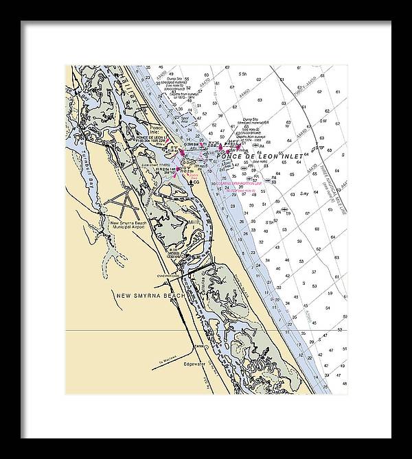 New Smyrna Beach-florida Nautical Chart - Framed Print