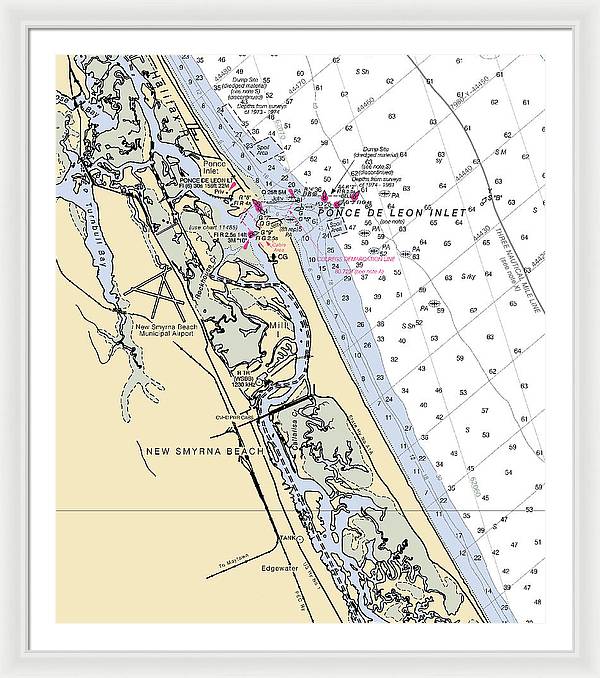 New Smyrna Beach-florida Nautical Chart - Framed Print