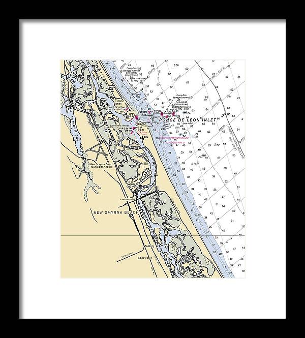 New Smyrna Beach-florida Nautical Chart - Framed Print