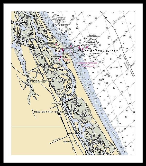 New Smyrna Beach-florida Nautical Chart - Framed Print