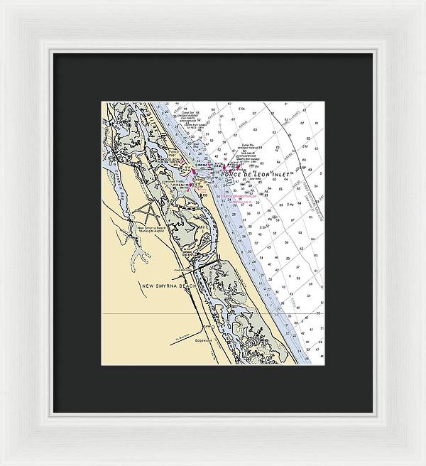 New Smyrna Beach-florida Nautical Chart - Framed Print