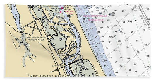 New Smyrna Beach-florida Nautical Chart - Bath Towel
