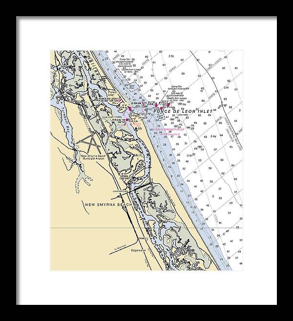 New Smyrna Beach-florida Nautical Chart - Framed Print