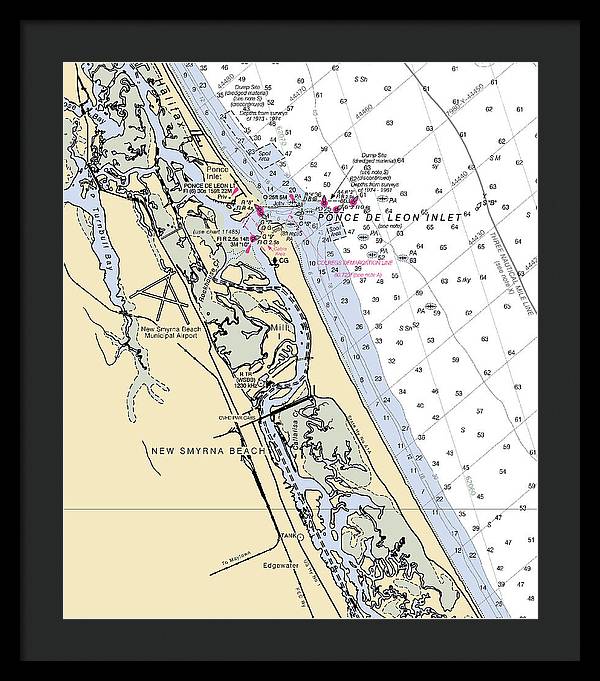 New Smyrna Beach-florida Nautical Chart - Framed Print