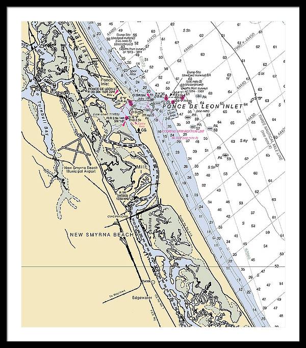 New Smyrna Beach-florida Nautical Chart - Framed Print