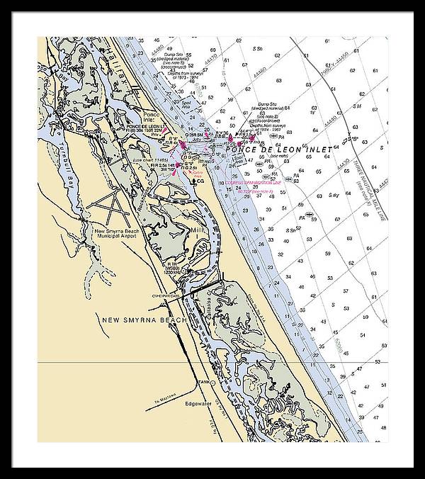 New Smyrna Beach-florida Nautical Chart - Framed Print