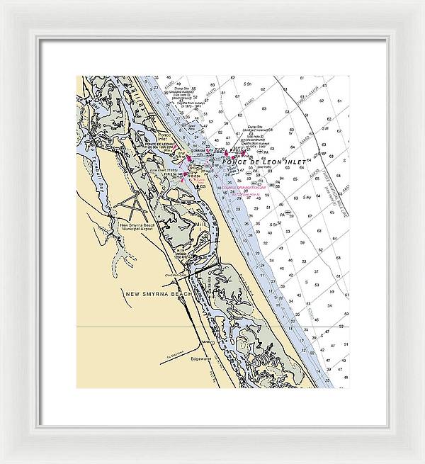 New Smyrna Beach-florida Nautical Chart - Framed Print