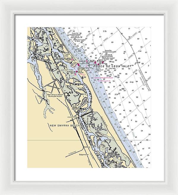 New Smyrna Beach-florida Nautical Chart - Framed Print