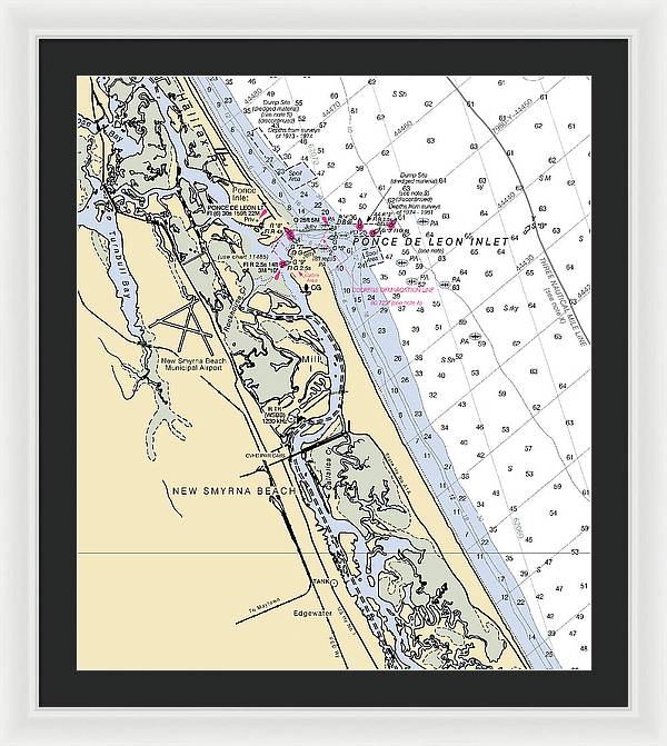 New Smyrna Beach-florida Nautical Chart - Framed Print