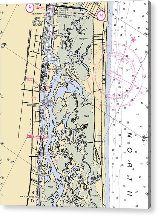 New-Smyrna-Beach -Florida Nautical Chart _V6  Acrylic Print