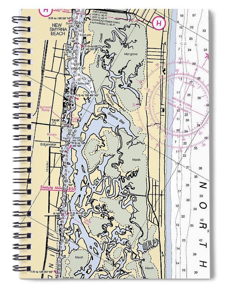 New Smyrna Beach  Florida Nautical Chart _V6 Spiral Notebook