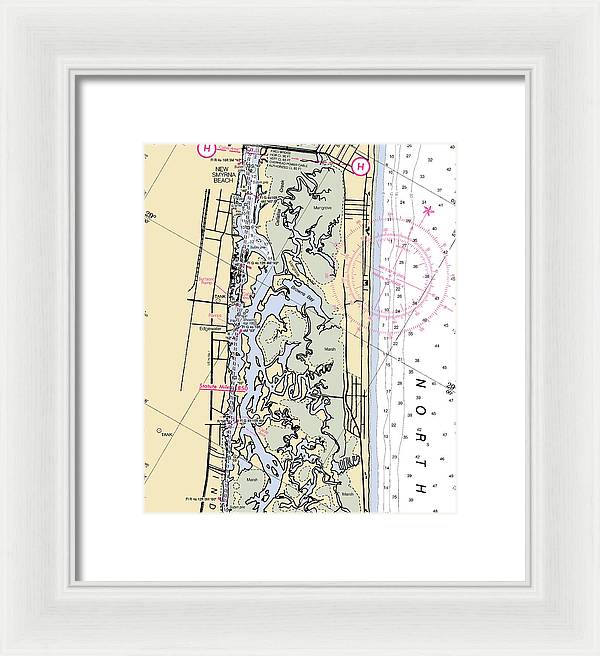 New-smyrna-beach -florida Nautical Chart _v6 - Framed Print