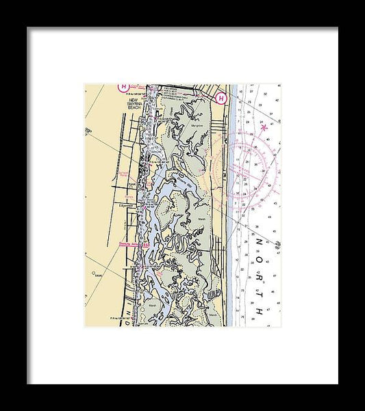 A beuatiful Framed Print of the New-Smyrna-Beach -Florida Nautical Chart _V6 by SeaKoast