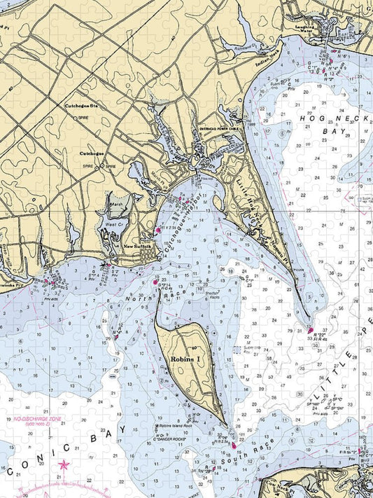New Suffolk New York Nautical Chart Puzzle
