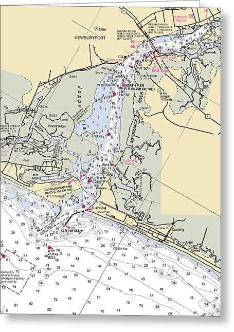 Newburyport-massachusetts Nautical Chart - Greeting Card