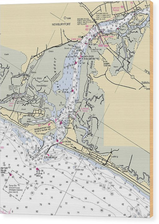 Newburyport-Massachusetts Nautical Chart Wood Print