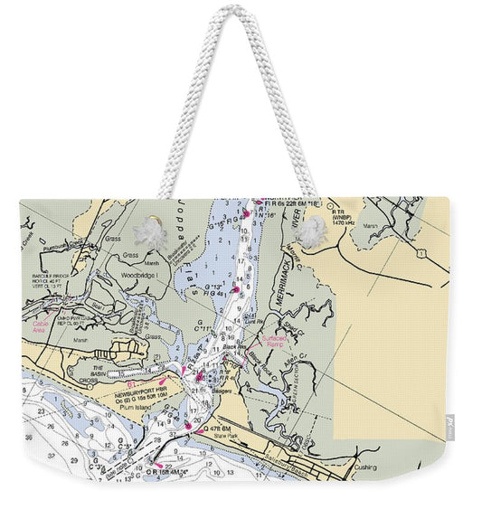 Newburyport-massachusetts Nautical Chart - Weekender Tote Bag