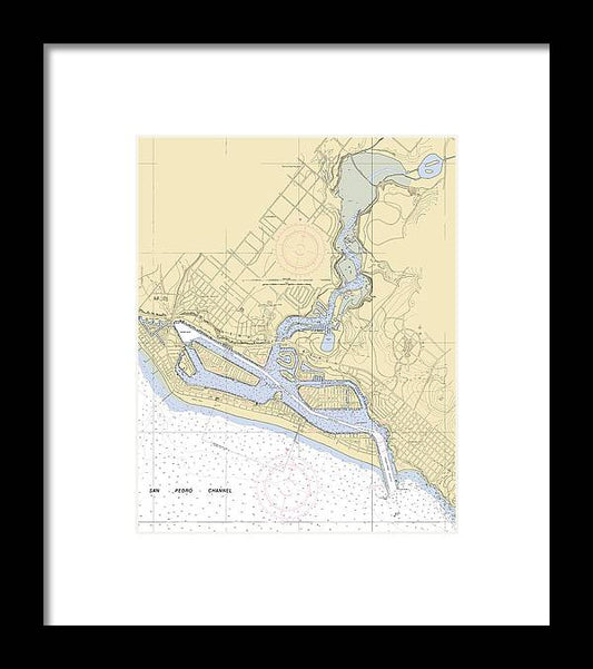 Newport-beach -california Nautical Chart _v6 - Framed Print