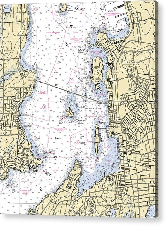 Newport Harbor-Rhode Island Nautical Chart  Acrylic Print